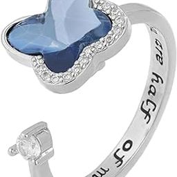 Crystal Rings For Women | Fashion Adjustable Blue Rings Cubic Zircon Crystal Ring | Butterfly Shaped Rotating Finger Ring for Girls | Birthday Gift For Girls Anniversary Gift for Wife-image-81