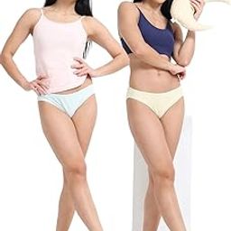 Baby Yellow and Sea Blue Organic Cotton Bikini Panty for Women - Pack of 2-7