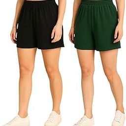 UNICUS Apparel Women's Solid Shorts (Combo Pack of 2)-image-63