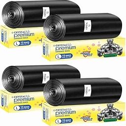 Crystal Premium Garbage Bags Black (Jasmine Fragrance) Scented - 24 x 32|Large|60 count | 15 Pcs/Roll (Pack of 4)-25