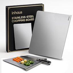Inhaus Stainless Steel Chopping Board Large – Cutting Board – Vegetable Cutting Board – Non-Stick, Easy-Clean, Odor-Free, Aesthetic Prep Platform -(Round 31x31)-10