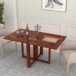 Sheesham Wood 6 Seater Foldable Dining Table for Dining Room | Solid Wood Dining Table Without Chair for Home & Office | Wooden Table for Kitchen (Honey, 6 Seater)-image-12