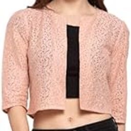 Women Nude Self Design Floral lace Regular Open Front Shrug-81