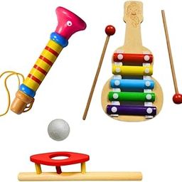 Velspar Wooden – Handcrafted Musical Toy | Non-Toxic, Safe, and Eco-Friendly |Gift | Improves Breath Control | Helps Exploring Sounds and Rhythm (Xylophone + Wooden Whistle + Ball Blower)-23