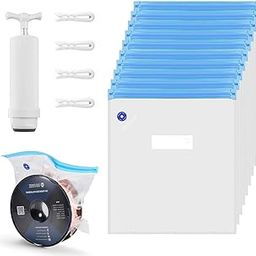 Serplex® 10Pcs 3D Printer Filament Vacuum Storage Bags with Manual Air Pump & 4 Seal Clips, Airtight Double Seal, Filament Vacuum Bag Keep Dry Avoid Consumable Moisture for 3D Printer Parts, 30x34cm-24