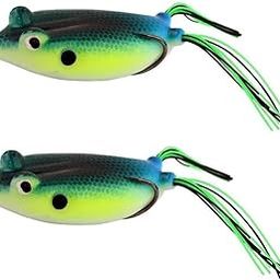 RAJry 3D Silicon Frog Lure Bass Trout Fishing Lures Kit Set 2 Pcs Realistic Prop Frog Soft Swimbait Floating Bait with Sharp Hooks for Freshwater Saltwater Size 7.5 CM-27