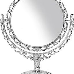 Kabello Magnifying Double-Side Mirror Table Top Makeup Mirror Shaving Mirror Portable Silver Small-image-29