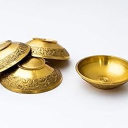 Narayan Product Pure Brass Katori for Pooja | Small Multipurpose Prasadam Bowls for Pooja | Pooja Items Peetal Bowl (Set of 4) | Pital Diya Roli Chawal Kumkum Cups for Puja (5.5 CM)-image-50