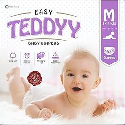 TEDDYY Easy Baby Diapers Medium (5-7 Months) - 63 Count, 6-11 kgs, Long Lasting Absorption, Anti - Rash-23
