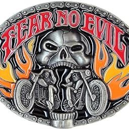 Fear No Evil Skull/motorcycle Belt Buckle-image-58