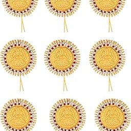 Gold Copper Stone Round Lakshmi 9 Pieces Jada Set Full Ruby Stones for Women-image-76