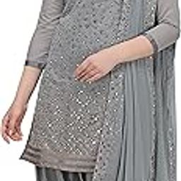 Women's Chanderi Cotton Mirror Work Unstitched Salwar Suit Material-image-28