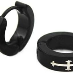 ™ 6xFashion Jewelry Men Cross Pattern Black Hoop Small Huggie Earrings | Earrings | Fashion Jewelry-image-56