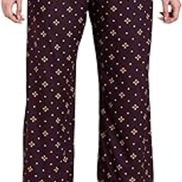 Women's Printed Palazzo Pants, with Gold Floral Pattern, Elastic Waist, Cropped Length,Women's Printed Palazzo Pants | High Waist Wide Leg Casual Trousers-picture-7