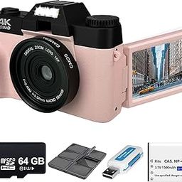 Acuvar 4K 48Mp Digital Camera For Photography, Vlogging Camera For Youtube With 3" 180° Flip Screen, Wifi, 16X Zoom, Rechargeable Battery, 64Gb Micro Sd Card,,Pink-17