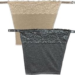 Cotton Clip-on Mock Whole Lace Pattern Camisole Cami Secret, Clip On Mock Lace Cami Secret Cleavage Cover Feel Confident with Cover Up for Deep Neck (Free Size) Set of 2 (Black and Beige)-picture-8