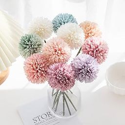 VERVENIX 5-Piece Artificial Chrysanthemum Ball Hydrangea Flower Sticks – Premium Silk Flowers for Home, Office, Wedding, and Festival Décor (Multi, Pack of 5, Without Vase)-image-83