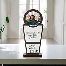 GKD Best Friend Personalized Wooden Trophy – Custom Photo Printed Memento Gift for Friendship Day, Birthday, Farewell, Desk Decor, Unique Wooden Keepsake for Bestie (8 x 4 inches Best Friend)-30