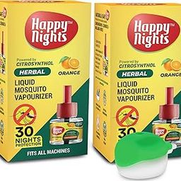 Happy Night Mosquito Repellent Vaporizer| Repellent Liquid Refill | Active Indoor Natural Orange 100% Protection from Mosquito-45ML - Pack of 2 Refill Plus 1 machine-image-88