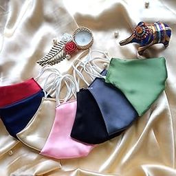 SOHAM SHREE ᵀᴹ : SATIN Cloth Fashion Face Mask - Washable Light Weight Satin-Cotton Masks for Adult | Multi Purpose Matching Color Designer Mask-10