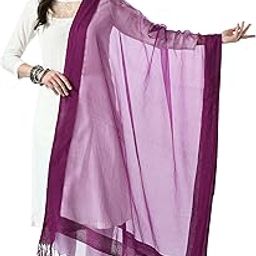 Women's Purple Organza Cotton Solid Regular Dupatta, Free Size-31