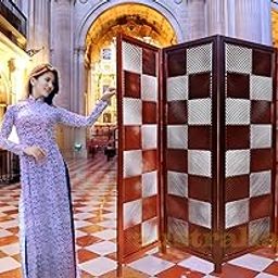 Room Divider Folding Privacy Screens, 6Feet Room Divider Wall Panel, Freestanding Multifunction Partition Room Dividers 4 Panel Partition For Living Room & Office (Brown 4 Panel)-image-41