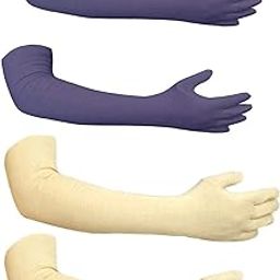 PinKit Women Cotton Long Driving UV Sun Protection Gloves Combo Pack of 2 Pairs - Color- Navy Blue & Beige-8