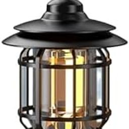 Dxquf Camping Lanterns Rechargeable, Portable Electric LED Camping Lights Outdoor Hanging Tent Light Vintage Tabletop Lantern Decor Stepless Dimming for Camping, Power Outages, Indoor (Black)-image-85