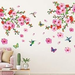Heaven Decors 'Branches with Flowers and Birds Flying ' Large Wall Sticker (Ideal Size on Wall: 130 cm x 74 cm),Multicolour-image-31