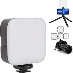 Luteti LED Video Light, Pocket On Camera Light with LEDs CRI95+ 2500-3000K Color Temperature with Cold Shoe Mounts, LED Phone Light for Vlogging, Recording-image-1