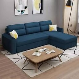 FURNY Flamingo 4 Seater Fabric RHS L Shape Sofa Set (Blue)-image-79