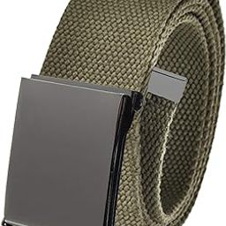 Men's Golf Belt in 1.5 Polished Pewter Flip Top Buckle with Canvas Web Belt-image-45