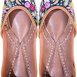 Handcrafted Embroidered Slip-On Shoes, Floral Design, Leather Upper Women Multicolor-picture-11