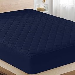 IVAZA Waterproof King Size 78x72 inch Cotton Quilted Mattress Protector Hypoallergenic Noiseless Ultra Soft Elastic Fitted Bed Protector Mattress/Bed Cover (King 78x72 inch | 6.5x6 ft Navy Blue-image-28