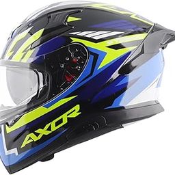 Axor Apex Streak ISI ECE and DOT Certified Gloss Finish Full Face Helmet for Men with Pinlock Fitted Outer Clear and Inner Sun Smoke Visor- Black Blue Helmet-M-image-20
