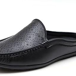 Genuine Leather Loafers Open Back Shoes for Men-image-12