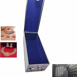 Crevita Stainless Steel Safe Bank Locker Jewellery Ornaments Storage And Cash Container Box with Velvet Lining (Sky Blue) & Handicrafts Digital Minakari Laser Print Design Size- 10 Inch-39