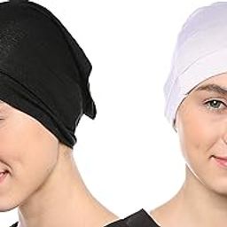Women's Tube Hijab Bonnet Cap Under Scarf Pullover Under scarf Combo 2 Piece cotton (Black and white)-15