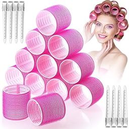 Spoken Hair Curlers Rollers, 6Pcs Jumbo Big Hair Rollers Set, Self Grip Holding Rollers with Stainless Steel Duckbill Clips for Long Medium Hair, Women & Girls-47