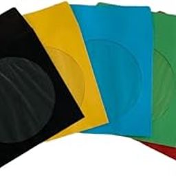 100 Multi-Color Paper Sleeves for CD/DVDs - Premium Envelopes with Clear Window and Flap, Perfect for Organizing and Storing Discs (Red, Green, Sky Blue, Yellow Black)-image-1