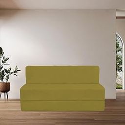 PumPum EPE Foam 2-Seater Sofa Cum Bed – Comfortable, Space-Saving Convertible Sofa for Living Room, Guest Room & Small Spaces,Yellow-image-97