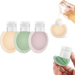 GREECHO Silicone Travel Refillable Bottles Cosmetic Squeeze Shampoo Conditioner Toiletry Shower Gel Lotion Bottle Pouch Squeeze Dispenser [ Pack of 3 ] Set of (1)-18
