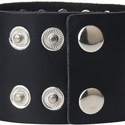 Unisex Metal Punk Rock Wide Strap PU Leather Cuff Bracelet Black-image-19