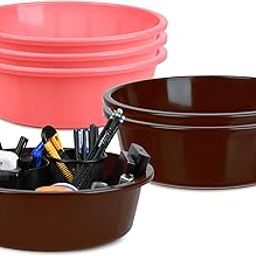 Pack of 6 Desk Organizer | Stationery Organizer | Multipurpose Storage Organizer | Office Supplies for Pen-Pencil-Staplers | Desktop Organizer | 6 LTR | Pink & Brown-picture-20