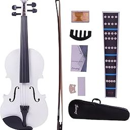 Juarez Legnò Full Size 4/4 Violin Kit, JRV100WH with Bow, Rosin, Fretboard Sticker, Mute, Bridge, Oblong Case, White-image-5