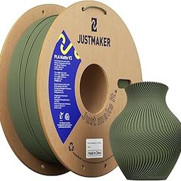 JUSTMAKER Matte PLA+ 3D Printer Filament, Upgrade Cardboard Spool, Dimensional Accuracy +/-0.03mm, 1.75mm, 1kg, Olive Green-image-9