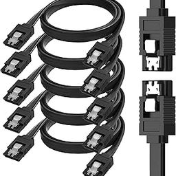 Storite 5-Pack 50cm SATA 3 6.0 Gbps Data Cable with Locking Latch for HDD & SSD (Black - Straight with Both Side Locking Latch)-24