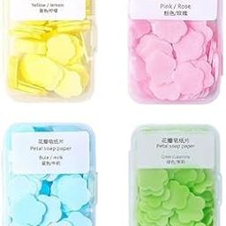 IMUU Mini Soap Paper Sheets, 4 Different Scented Mini Fresh Portable Disposable Petal Hand Wash Sheets, Dissolvable Hand Bath Soap Suitable for Outdoor, Travel, Home (Pack of 4)-90