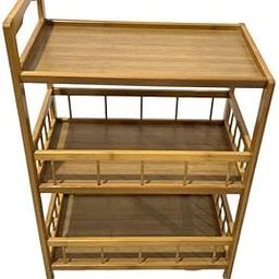 XieXie® 3 Tier Bamboo Kitchen Rolling Cart Removable Wood Trolley Island Cart, Utility Cart Multi-Layer Storage Shelf Rack on Wheels.(Assembly Required DO IT Yourself)-image-23