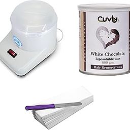 CUVLY Wax Heater Machine Waxing Kit Combo Machine White Chocolate Cream (550 gm) Chocolate Wax (550 gm), Strips (70pcs), Spatula(Kinfe),Sponge (Wax, 800 gm Liposoluble Pro)-image-22